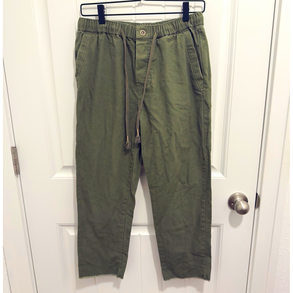 O'Neill Womens Green Cotton Canvas Pants Drawstring Button Elastic Waist Small
